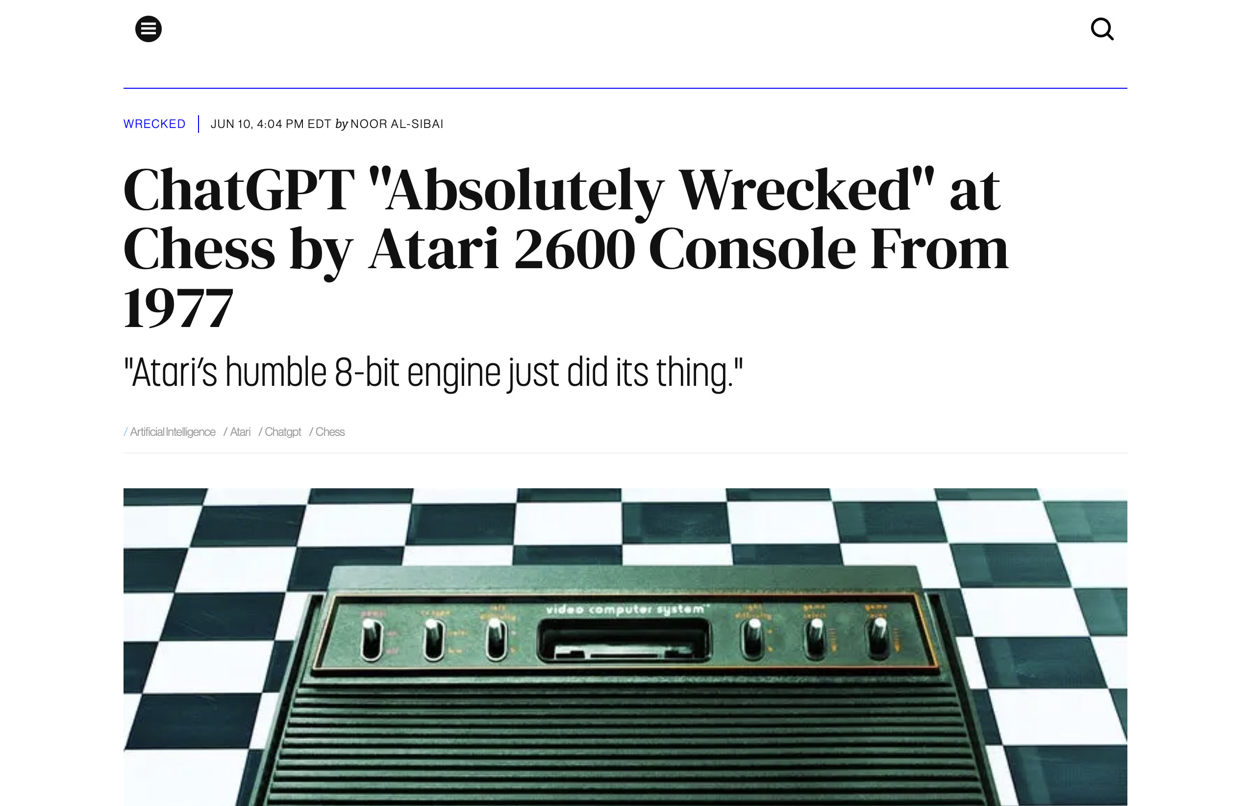 Retro console triumphs over modern AI in chess.