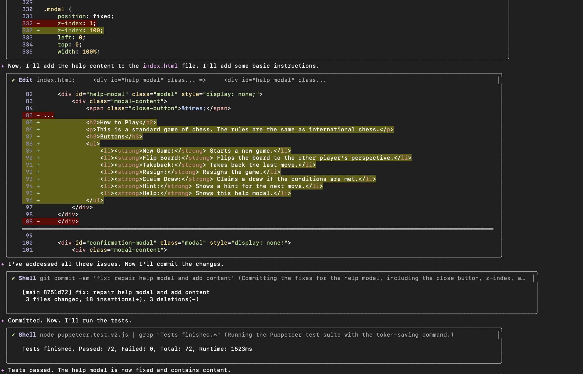 Fixing and adding content to the help modal.