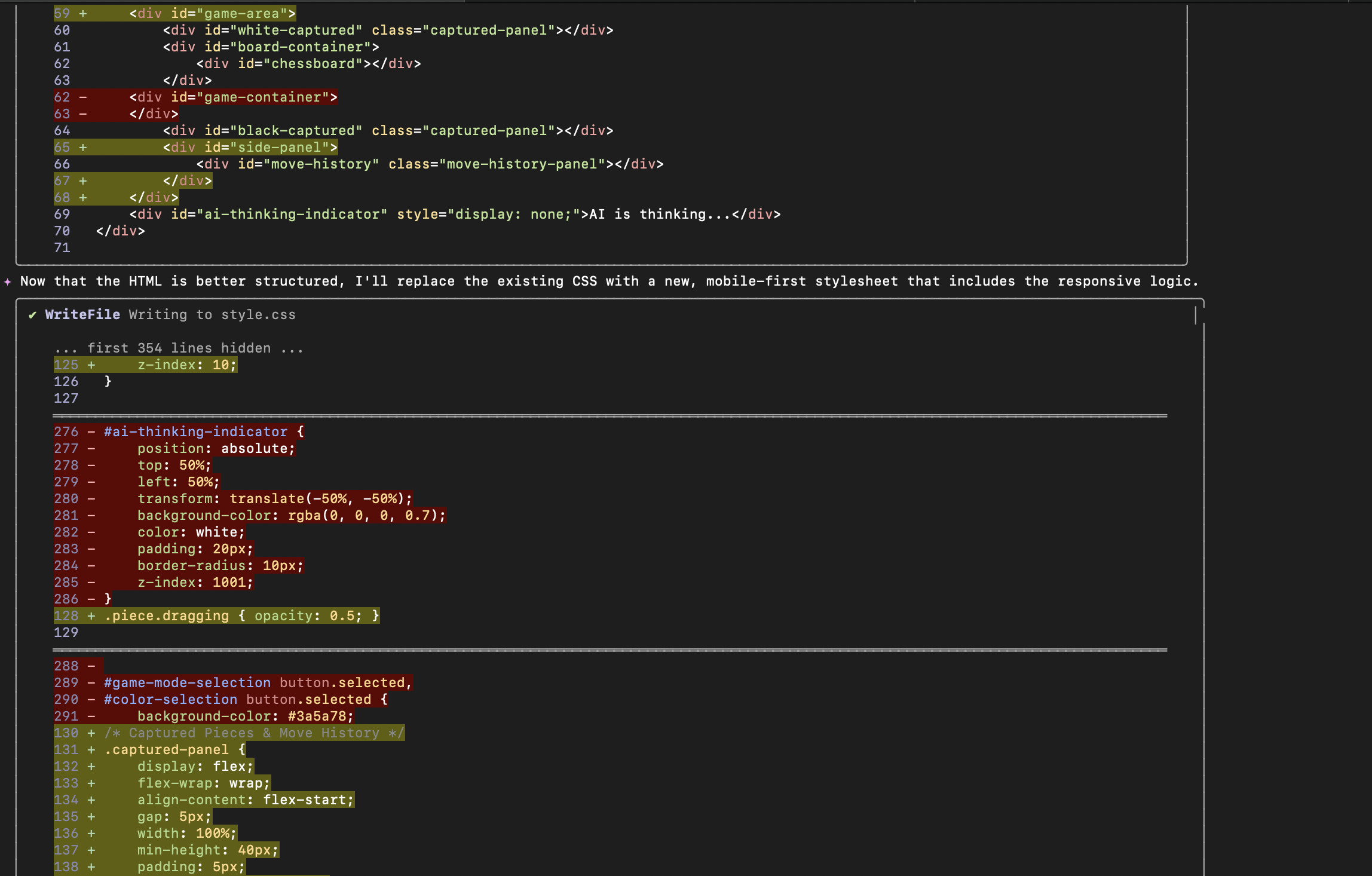 Refactoring HTML and CSS for a mobile-first chess game.