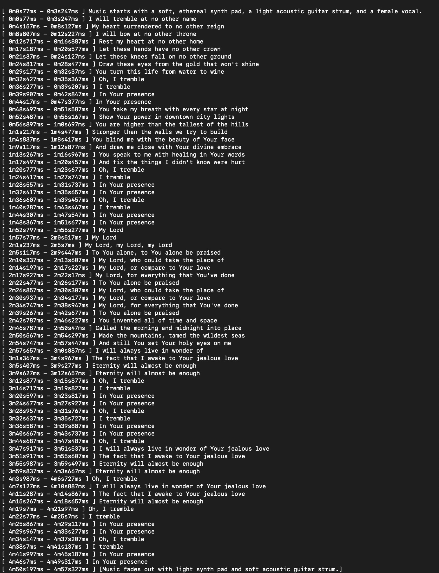 Lyrics for a soulful worship song.