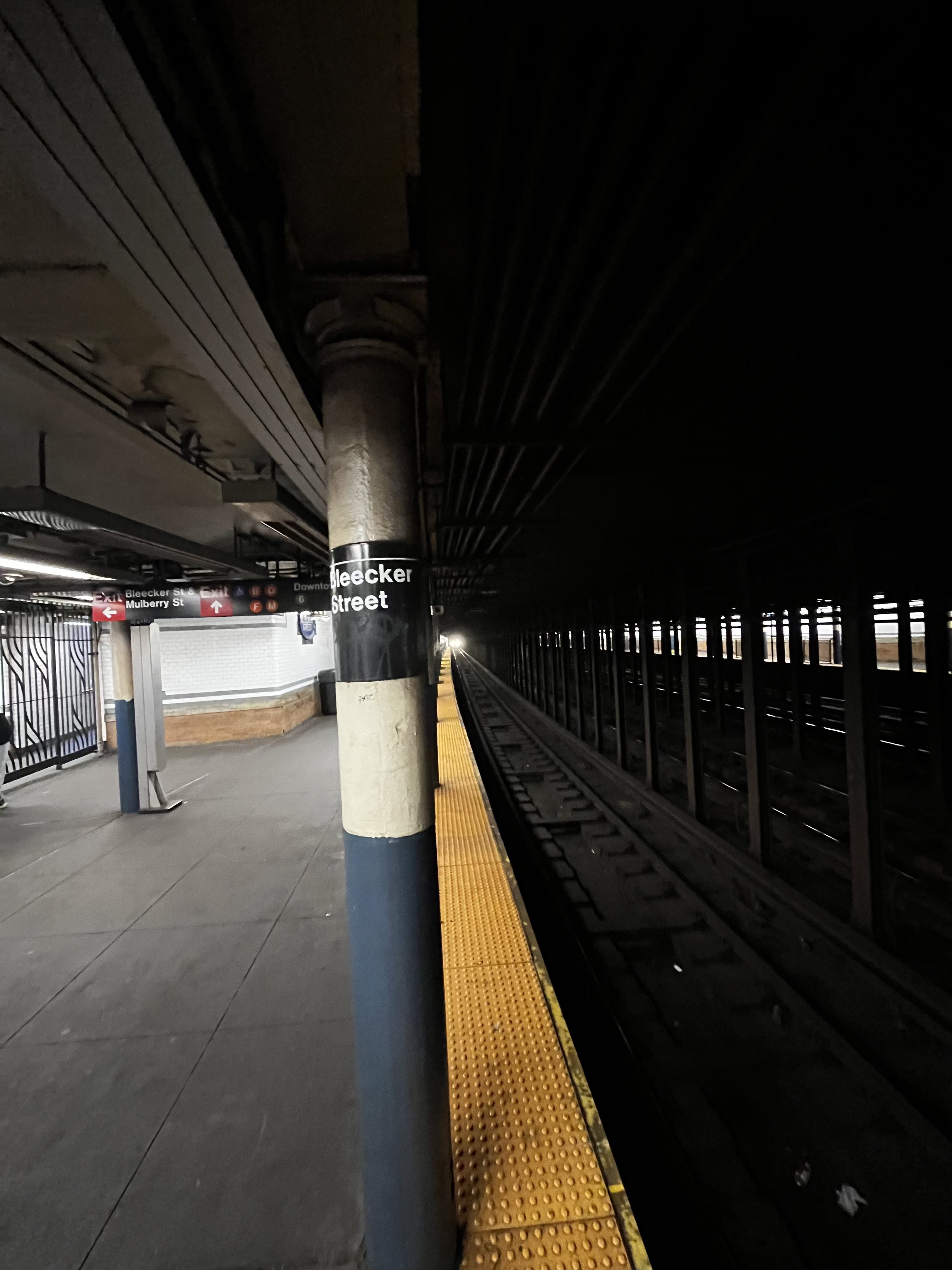 Waiting for the downtown 6 train at Bleecker Street.